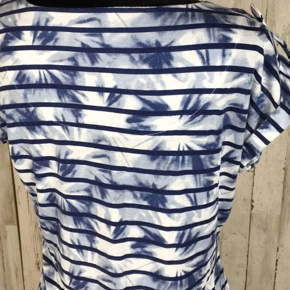 Liz Claiborne Abstract Striped Tee Shirt Top M - Picture 4 of 5
